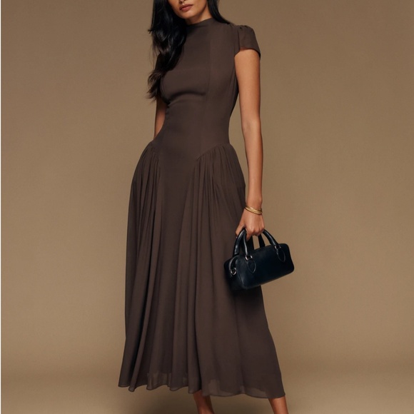 Reformaiton Maven Midi Dress - Mole Cafe Chocolate - Picture 10 of 12